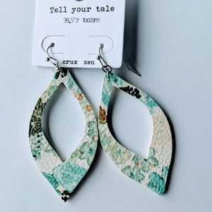 Floral Faux Leather Earrings in Leaf Cutout Design